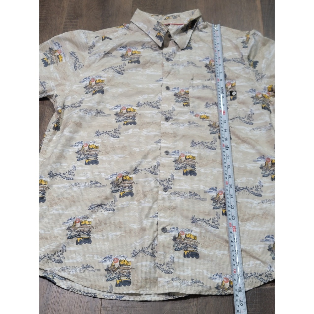 Marmot Mens XL Short Sleeve Button Down Shirt Desert Off-Road Print Tan M13719